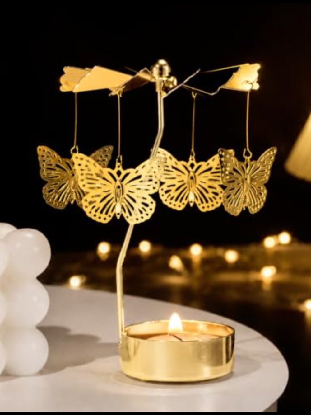 Spinning Tea Light Candle Holder Aluminum Alloy Candleholder Home Decor
